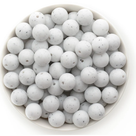 S08-White Speckle Silicone Beads
