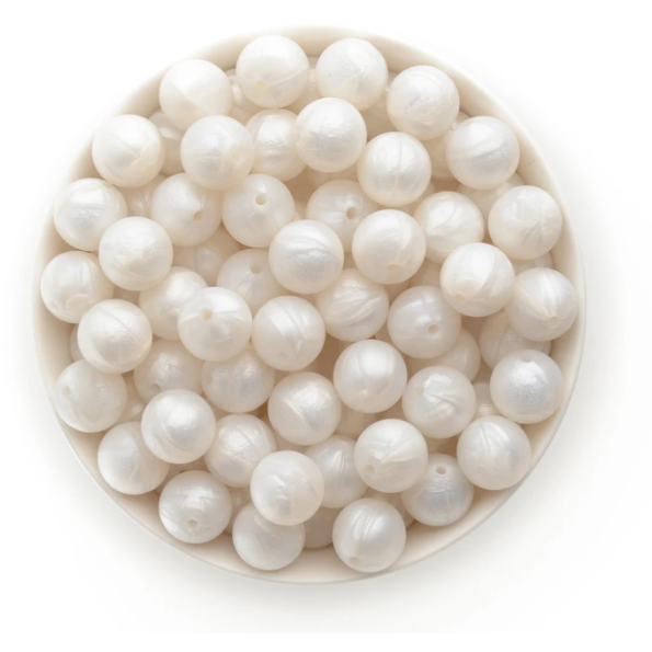 S10-White Pearl Silicone Beads