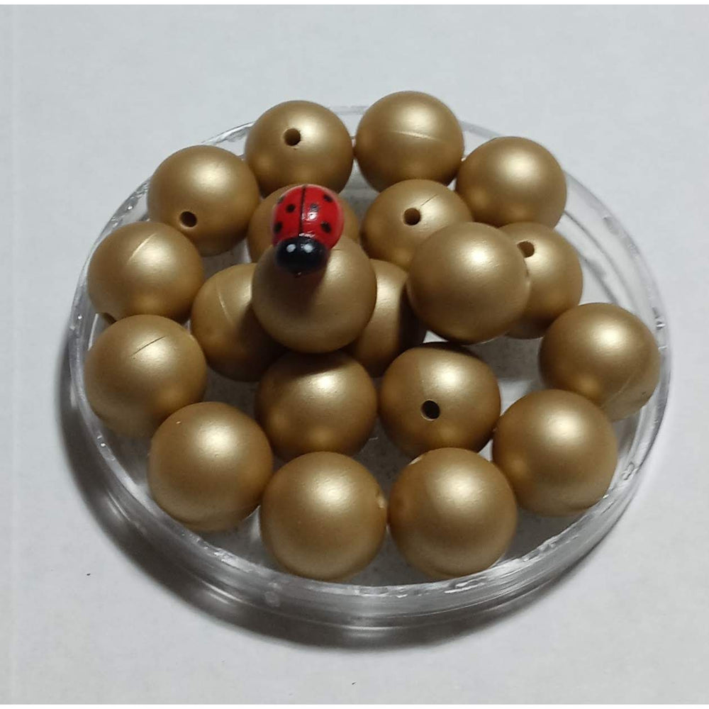 Metallic Gold Silicone Beads 15mm