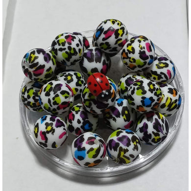 Colorful Leopard Silicone Bead 15mm