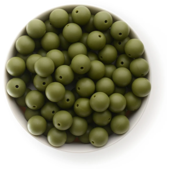 S55-Olive Green Silicone Beads