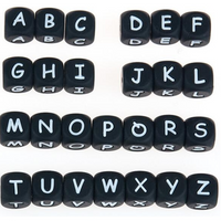12MM Black Silicone Letter Beads