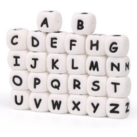 12MM White Silicone Letter Beads