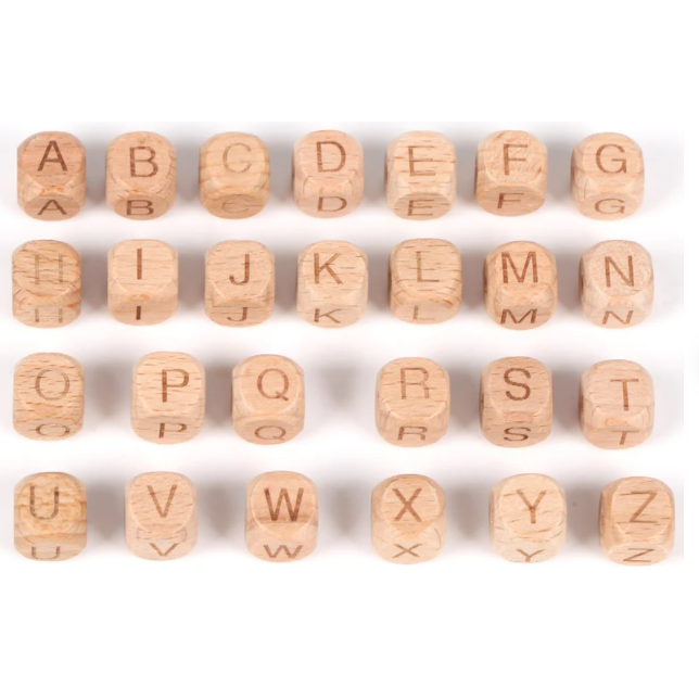 12MM Wood Letter Beads